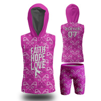 Uniformes Personalizables de Concienciación sobre el Cáncer para Niñas, Tallas Grandes, Conjuntos 100% Poliéster, Uniformes Transpirables de Compresión para Fútbol Americano 7on7