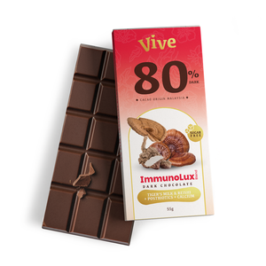 Vive ImmunoLux Sugar-Free 80% Dark <b>Chocolate</b> Bar with Tiger's Milk Mushroom & Reishi 55g Bulk - Product Image 2