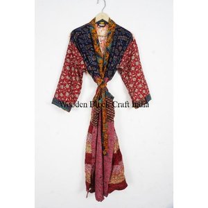 Kimono de Seda Vintage con Estampado Floral de Diseñador, Bata Informal de Verano, Ropa Interior, Camisón de Playa, Kimono Largo hasta el Suelo - Product Image 1