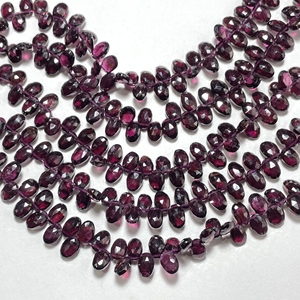 Venta al por mayor de cuentas de piedras preciosas rojo granate natural facetado ovalado Briolette piedra rebordear suministros - Product Image 4