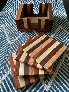 Ensembles de sous-verres en bois de noyer écologiques de haute qualité-Tapis et coussinets de qualité supérieure au design carré moderne pour la maison et le commerce - Product Image 3