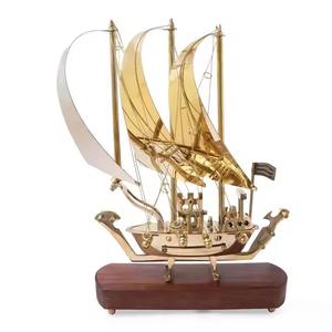 Amazing Sculpture New Finest Quality Nautique Decors Vintage Brass And Wooden Showpiece Elegant Wooden Stand - Product Image 5