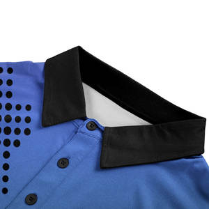 Polo personnalisé pour homme |   Tee de golf imprimé dégradé bleu et noir |   Vêtements de sport en gros, hauts à sublimation géométrique à pois - Product Image 4