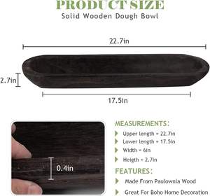 <b>Wooden</b> Dough <b>Bowl</b>, 22.7 Inch Hand Carved Rustic Long Wood Dough <b>Bowls</b> for Decor, Vintage <b>Large</b> <b>Wooden</b> Bread <b>Bowl</b> for Table - Product Image 4