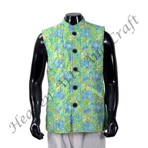 Abrigo acolchado de algodón con estampado de bloques a mano, Chaqueta corta con estampado de bloques de algodón, chaqueta para hombre, regalo, ropa de fiesta, estampado de bloques de algodón - Product Image 5