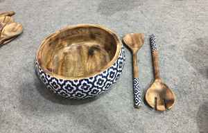 Juego de Tazón y Cuchara de Madera con Diseño Floral, Acabado Pulido, Ecológico, para Fiestas - Product Image 3