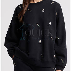 Sweat-shirt d'hiver avec strass sur le devant et logo personnalisé polyester/coton polaire haute qualité prix de gros pour femmes - Product Image 2