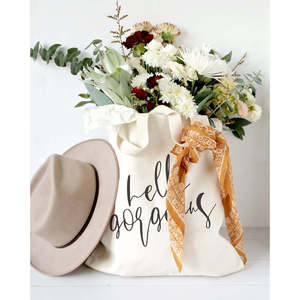 Hello Gorgeous Eco-Friendly Cotton Canvas Tote Bag Medium Size Long Handle Screen Letter Printing for Advertising Daily Use Gift - Product Image 3