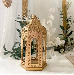 ขายส่งRetroทองโมร็อกโกโคมไฟโบราณโลหะแกะสลักออกแบบบ้านและสวนตกแต่งHandmadeโลหะเชิงเทียนโคมไฟ - Product Image 5