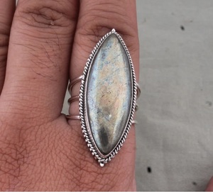 Pyrite Marquise Gemstone <b>Ring</b> for Women 925 Sterling Silver Handmade <b>Statement</b> <b>Ring</b> Elegant Jewelry Anniversary Gift - Product Image 1