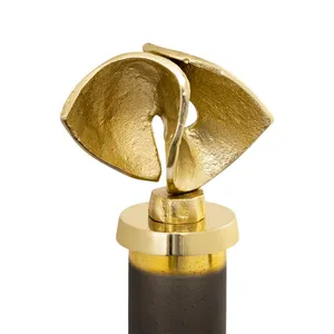 Home Aimee Decorative <b>Bottle</b> Matte <b>Brown</b> <b>Glass</b> Metal Accents Modern Home Decor Table modern polished sculpture Centerpiece - Product Image 3