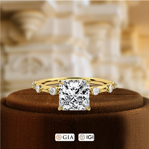 Anillo de Diamante Cultivado en Laboratorio con Corte Princesa de 1 Quilate, Anillo de Compromiso con Diamantes en Pavé, Anillo Delicado, Anillo de Oro Blanco de 14 Quilates, Certificado IGI - Product Image 2