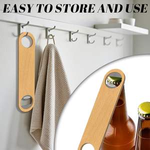 נירוסטה מעץ נייד ידידותי לסביבה נייד ידידותי לסביבה אופר בקבוק כף יד חרוט מתנה סט עבור בר חתונה - Product Image 5