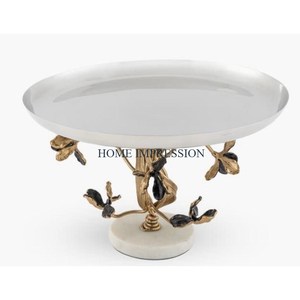 Base de madera con borde pulido de oro martillado, soporte de cerámica para pasteles, soporte de exhibición de mesa de cumpleaños para el hogar, soporte de pastel de Metal de calidad Premium - Product Image 5