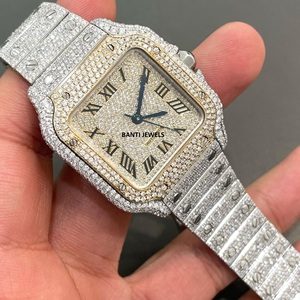 Luxury <b>Stainless</b> <b>Steel</b> Square Antique Iced Out Moissanite Watch VVS Hip Hop <b>Jewellery</b> Diamond 20mm Glass - Product Image 3