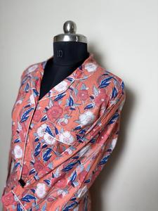 Oral <b>Pink</b> Floral Printed Women's Casual Cotton <b>Top</b> with <b>Lace</b> Button Decor Sexy Woven Collar for Spring Summer Autumn Winter - Product Image 2