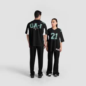 Maillot de sport Champions Choice noir en polyester, imprimé par sublimation, manches courtes, tailles XL à 5XL, numéro, haut et short - Product Image 1