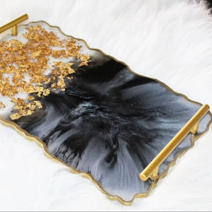 Plateau en résine époxy fait main Organisateur de table abordable pour bougies et fleurs Plateau en résine élégant Prix abordable - Product Image 1