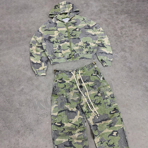 Custom Oversized <b>Camouflage</b> Sweatsuit <b>Cargo</b> <b>Pants</b> Zip Hoodie Jacket Set Baggy Streetwear Tracksuit Men Winter DDP Shipping - Product Image 2