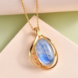 Collar con colgante de piedra lunar para mujer, joyería de piedra preciosa ovalada, regalo de compromiso, joyería de piedra lunar de plata esterlina, colgante bohemio para mujer - Product Image 5