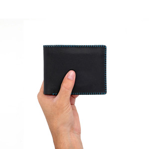 Tarjetero venta al por mayor corto Delgado RFID bloqueo cuero genuino plegable alta calidad hombres lujo logotipo personalizado billetera multifuncional - Product Image 3