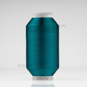 Tissu vert Deep Aqua Export-Grade avec coutures décoratives de concepteur de fil de nylon métallique vibrant pour le tissage - Product Image 4