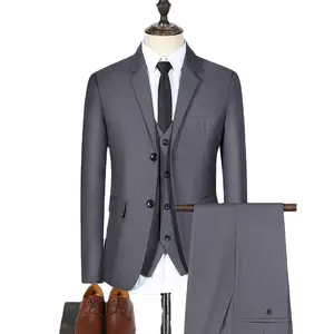 2 adet ve 3 adet erkek takı<span class=keywords><strong>m</strong></span> elbise Slim Fit Suit siyah düğün Suit Blazer - Product Image 1