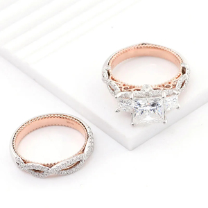 Anillo de compromiso de diamante cultivado en laboratorio de corte princesa de diamante de laboratorio de lujo 14K 18K anillo de diamante cultivado en laboratorio de oro rosa para mujer - Product Image 3