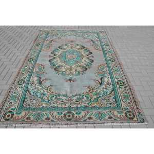 Alfombra de 6.2x9 pies, Alfombra Turca Grande, Alfombra Oriental Azul - Product Image 1