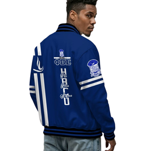 Phi Beta Sigma 1914 Grec Varsity Letterman Veste Bleu Blanc Fraternité Vêtements Chenille Patch College Style Veste - Product Image 5