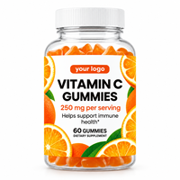 Gommes à la vitamine C 250 mg, 60 unités, soutien immunitaire, saveur orange, supplément alimentaire à croquer pour adultes, en vrac, marque privée, OEM, ODM