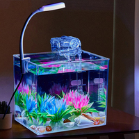 Aquarium de bureau paysager en plastique transparent haute qualité pour poissons Betta, boîte créative pour aquascape DIY, décoration écologique