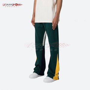 Pantalon de survêtement évasé pour homme, léger, décontracté, respirant, en mélange de coton, avec taille côtelée et cordon de serrage - Product Image 1