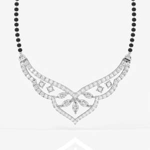 Mangalsutra de Plata de Ley para Mujer con Diamantes de Moissanita de Corte Redondo y Marquesa, Joyería Cultural Coleccionable - Product Image 4