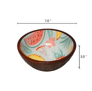 Elegant Artisan Printed <b>Wooden</b> <b>Bowl</b> Decorative Centerpiece for Dining Table Kitchen Serving and Contemporary Home Interior Decor - Product Image 6