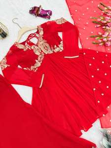 Traje de Trabajo TOP PLAZZO Vintage de Verano con Dupatta Bordada en Georgette Pesada, Cintura Natural y Silueta Holgada - Product Image 6