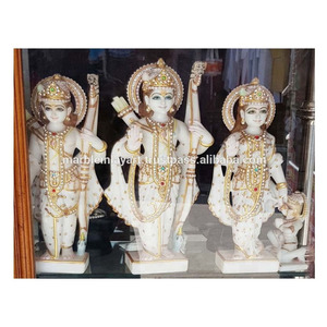 Lord Shri Ram-escultura de mármol, Darbar con Hanuman Ji, Makrana blanca, escultura de mármol de Dios indio, indio - Product Image 1