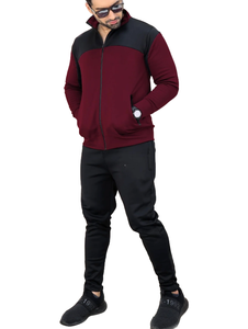 Ensemble de survêtements à fermeture éclair deux tons pour hommes Veste à manches longues et col haut avec poches sécurisées et pantalon de jogging assorti - Product Image 2