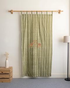 Cortinas tradicionales indias 100% algodón, estampadas a mano con rayas, juego de cortinas clásicas opacas para el hogar - Product Image 4