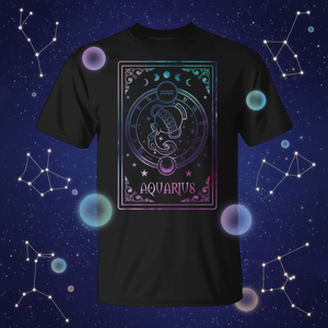 T-shirt du zodiaque Aquarius Tarot Janvier-Février avec astrologie de naissance pour les passionnés d'astrologie - Product Image 3