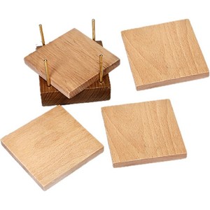 Acacia Wood <b>Coaster</b> <b>Set</b> <b>with</b> <b>Holder</b> Square Insulation Mat Solid Wood Engraving Blanks for Home Use - Product Image 3