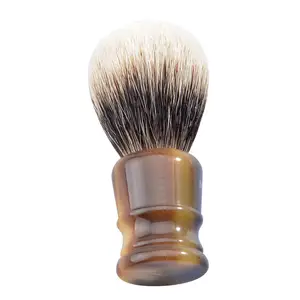Fabricação Atacado fornecedor chifre alça escova de barbear Alta qualidade Badger Look Hair Shaving Brush chifre alça