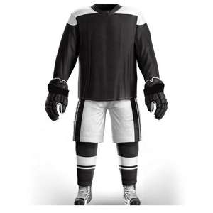 Nouvel arrivage : Ensemble d'uniformes de hockey sur glace personnalisables avec couleurs sur mesure, en tissu 100 % polyester imperméable et indéchirable pour une durabilité accrue. - Product Image 5