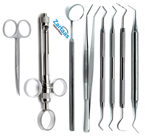 Bandeja de preparación de corona dental de alta calidad, juego de instrumentos de acero inoxidable de 8 instrumentos dentales, fabricante y exportador - Product Image 2