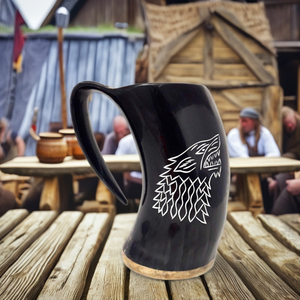 Handmade <b>Large</b> Polished Horn Mug/<b>Cup</b> Eco-Friendly Animal Style Home Decor Viking Games Restaurants Natural Crafts Customized - Product Image 2