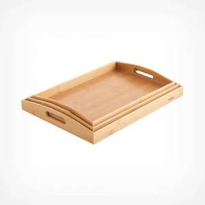 Paquete de 3 hoteles rectangulares simples hogar India hecho de madera servicio de almacenamiento madera de mango para hogar hotel y restaurante - Product Image 5