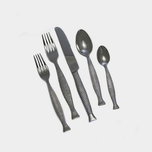 Lot de 5 couverts en acier inoxydable plaqué argent à manche plat et épais pour banquet et mariage, restaurant, luxe - Product Image 5