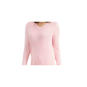Cardigan da Donna Charter Club con Scollo a V, Maglione Rosa Traspirante con Logo Frontale, Stampa Casual per Autunno Inverno, Taglia Media - Product Image 2
