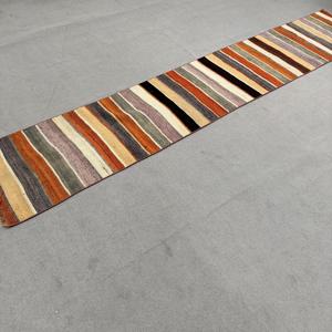 2x10.9 ft Rug, Vintage Turkish Rug, <b>Brown</b> Kilim <b>Wool</b> Rug - Product Image 2