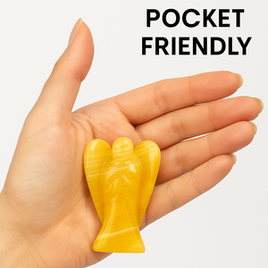 Estatuilla de Ángel de calcita amarilla hecha a mano, piedra guardiana de bolsillo de cristal Natural para curación energética y decoración de regalos - Product Image 4